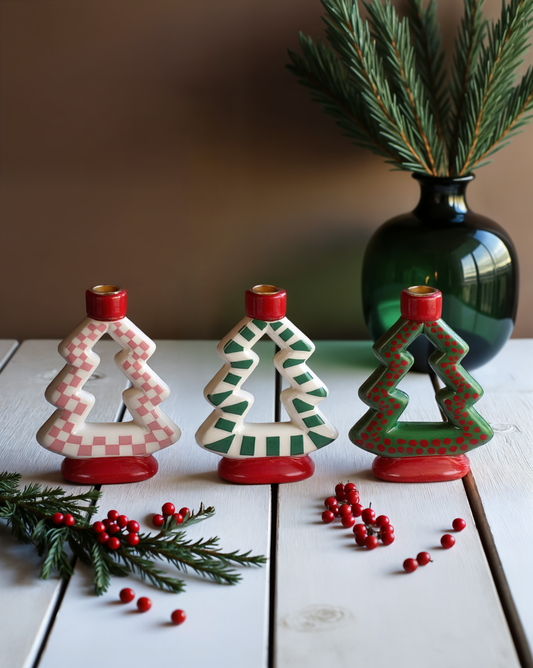 Winter Whimsy Trees Candleholders Set