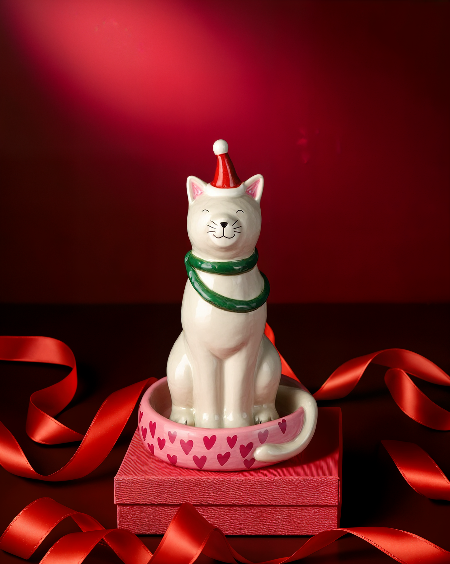 Merry Mania Santa Cat Figurine