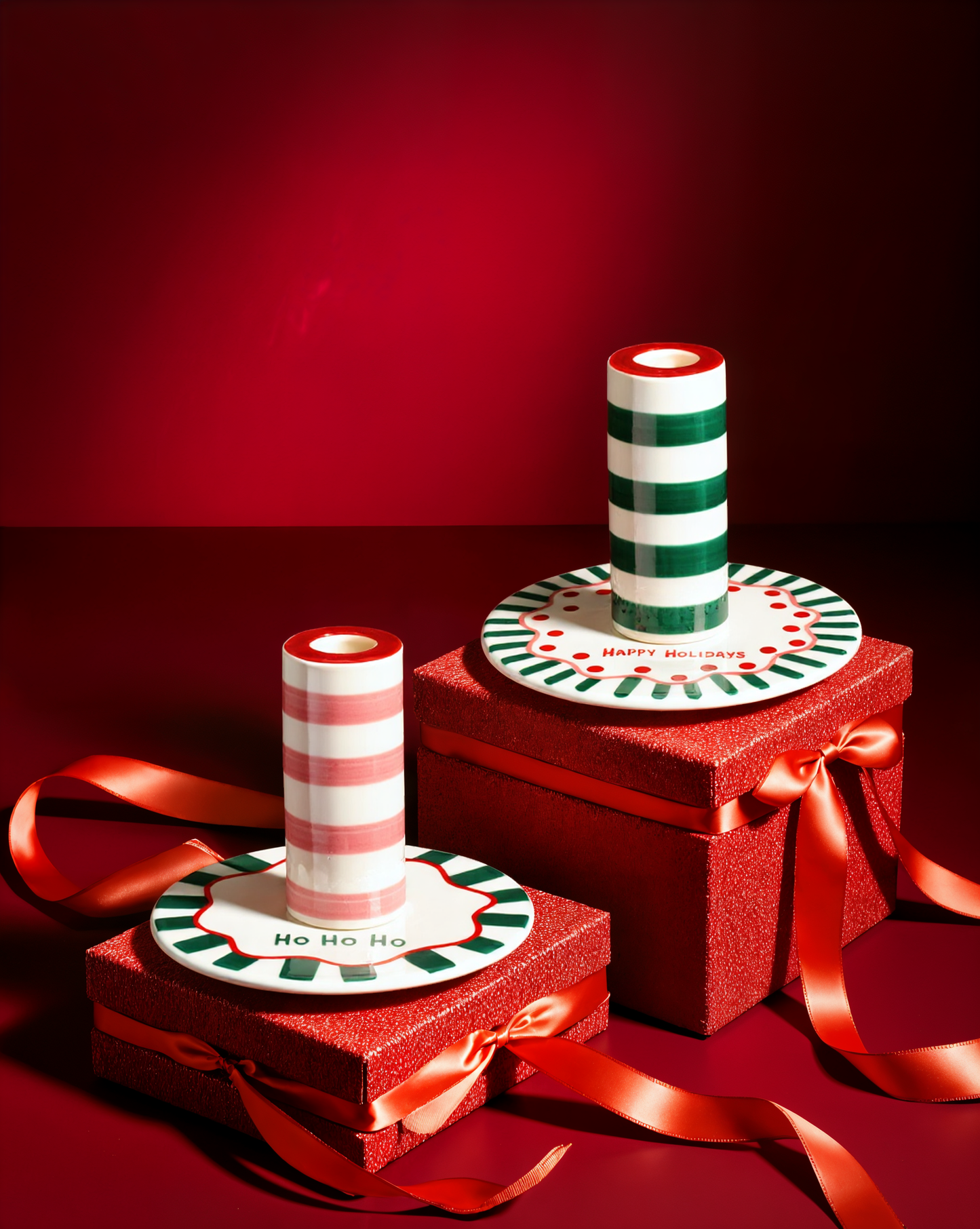 Merry Mania Striped Candleholder
