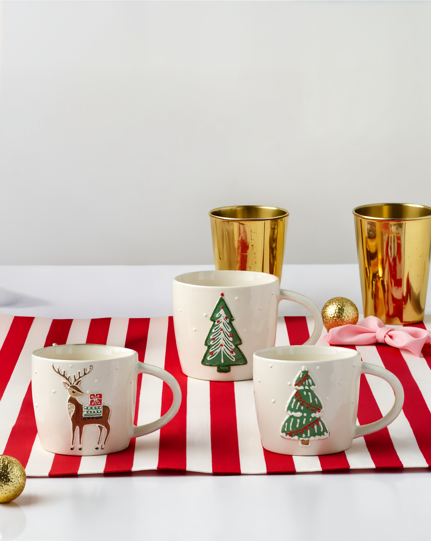 Classic Christmas Mugs Set Of Three