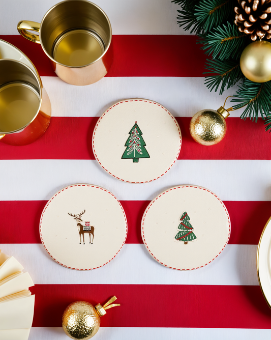 Classic Christmas Breakfast Plates Set Of Three