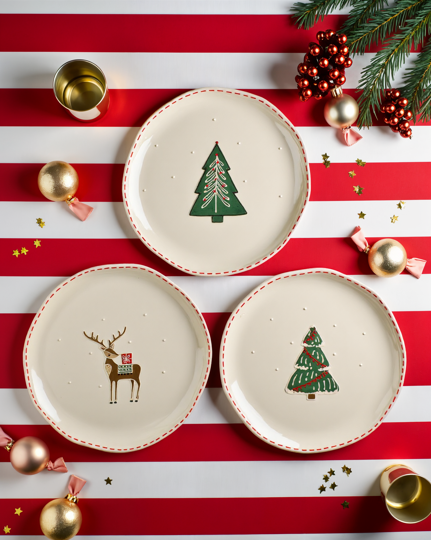 Classic Christmas Dinner Plates Set Of Three