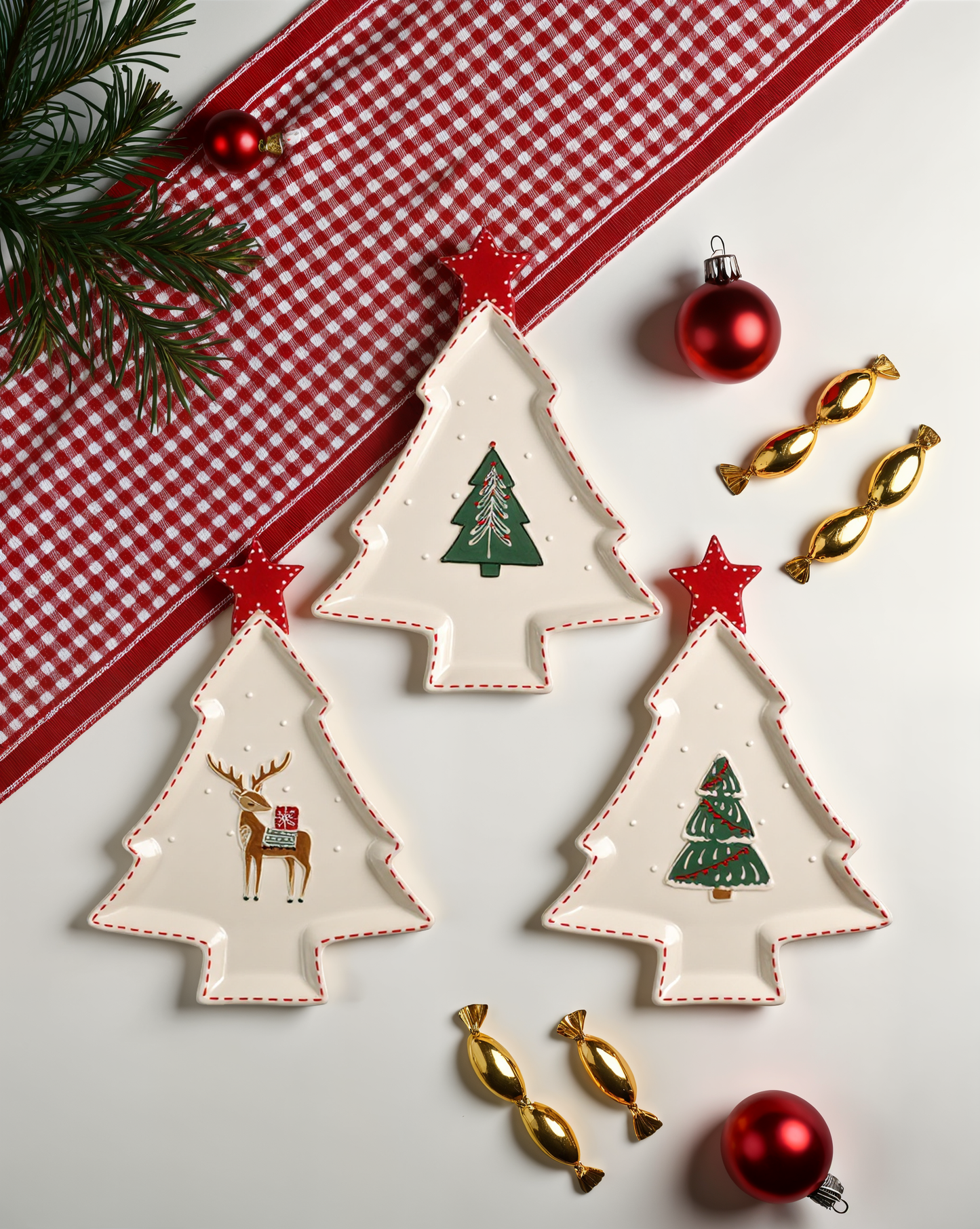 Classic Christmas Serving Plates Set Of Three